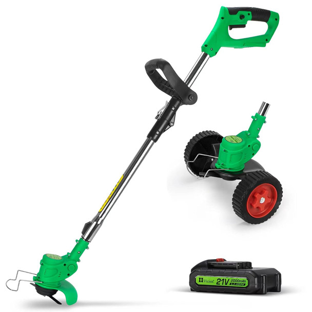 Cordless Weed Eater String Trimmer,3-in-1 Lightweight Push Lawn Mower & Edger Tool with 3 Types Blades,21V 2Ah Li-Ion Battery Powered for Garden and Yard,Green Cordless Weed Eater String Trimmer,3-in-1 Lightweight Push Lawn Mower & Edger Tool with 3 Types Blades,21V 2Ah Li-Ion Battery Powered for Garden and Yard,Green