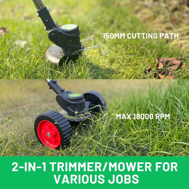 Cordless Weed Eater String Trimmer,3-in-1 Lightweight Push Lawn Mower & Edger Tool with 3 Types Blades,21V 2Ah Li-Ion Battery Powered for Garden and Yard,Green Cordless Weed Eater String Trimmer,3-in-1 Lightweight Push Lawn Mower & Edger Tool with 3 Types Blades,21V 2Ah Li-Ion Battery Powered for Garden and Yard,Green