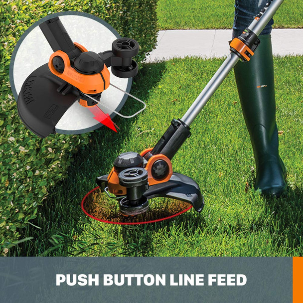 Worx WG154 20V PowerShare 10" - 12" Cordless String Trimmer & Edger (Battery & Charger Included)