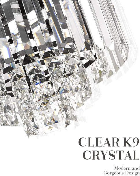 4-Tier Crystal Chandelier, Modern Black Chandelier, 3-Light Pendant Light For Dinning Room Kitchen Island Bedroom Entryway, Cc4215-3W-Bk