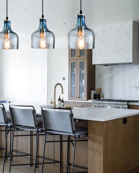 Casamotion Pendant Lights Kitchen Island Table Hand Blown Blue Glass Pendant Lighting Dining Room Black Marble Seeded Modern Ceiling Hanging Fixtures Brushed Nickel 8.2 Inch Height 3 Pack Casamotion Pendant Lights Kitchen Island Table Hand Blown Blue Glass Pendant Lighting Dining Room Black Marble Seeded Modern Ceiling Hanging Fixtures Brushed Nickel 8.2 Inch Height 3 Pack