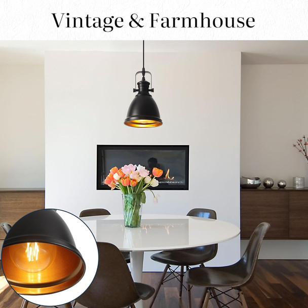 Black Vintage Pendant Light Fixture, Mini Pendant Lights Kitchen Island, Farmhouse Pendant Light With Metal Shade, 6.5In, Adjustable, 3 Light Modern Pendant Light For Dining Room, Sink, Bar