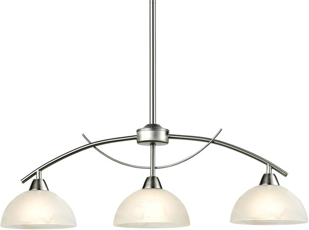 Daycent Modern Frosted Glass Alabaster Shade Pendant Lighting For Kitchen Island With Arched Rod-Hung Sloped Ceiling Light, Brushed Nickel, 3-Light