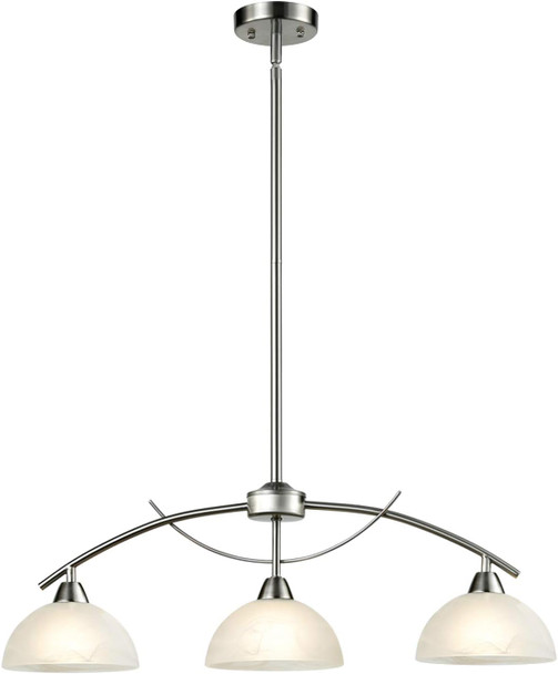 Daycent Modern Frosted Glass Alabaster Shade Pendant Lighting For Kitchen Island With Arched Rod-Hung Sloped Ceiling Light, Brushed Nickel, 3-Light