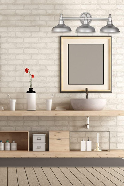 Design House 520312 Kimball Industrial Farmhouse 3-Light Indoor Bathroom Vanity Light With Metal Shades For Over The Mirror, Galvanized Paint