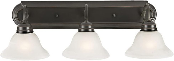 Design House 517615 Millbridge Traditional 3-Light Indoor Dimmable Bathroom Vanity Light With Alabaster Glass For Over The Mirror, Oil Rubbed Bronze