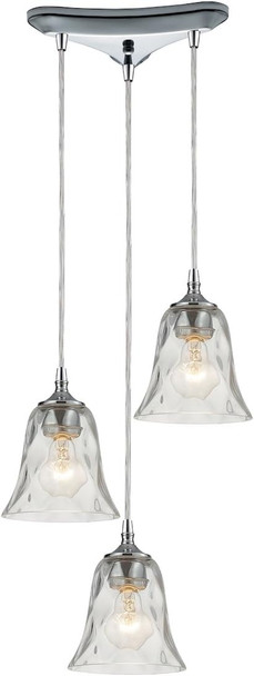 Elk 46010/3 Darien 3-Light Pendant With Hand Blown Glass Shade, 10 By 9-Inch, Polished Chrome Finish