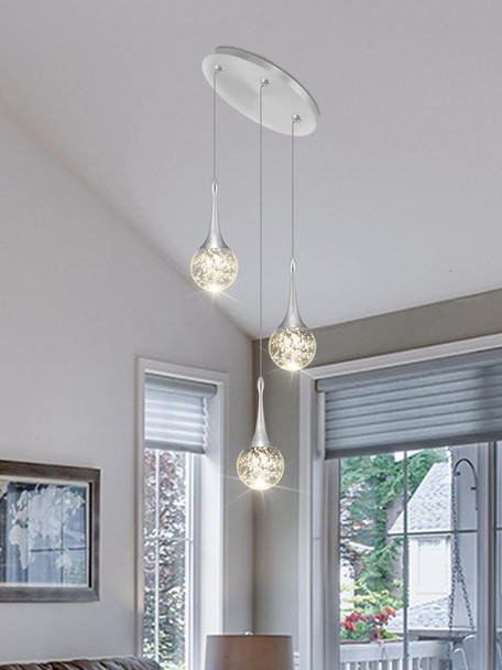 Flashing God 3 Light Bubble Dimmable Crystal Chandelier Chromed Finished Ceiling Hanging Lights Over Table Foyer Entrance Chandeliers