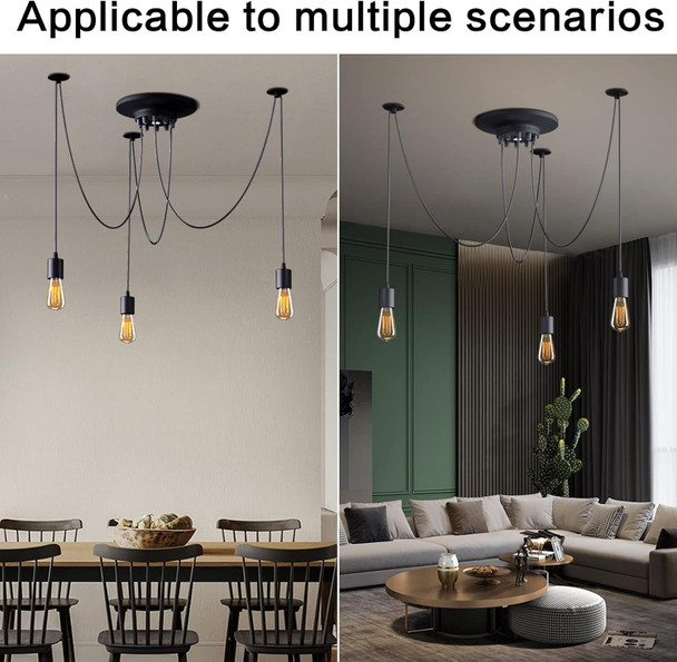 Vintage Edison Multiple Ajustable Diy Ceiling Spider Lamp Light Pendant Lighting Chandelier Modern Chic Industrial Dining Without Romote Control (3 Head Cable 200Cm/78.7Inch) (3 Head)