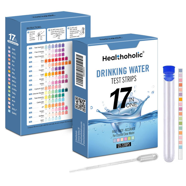Drinking Water Test Strips- 17 In 1 Drinking Water Test Kit Detects Ph, Hardness, Chlorine, Lead, Iron & More- Fast, Easy And Accurate Water Test Kits For Drinking Water & Pools- 125 Pcs Drinking Water Test Strips- 17 In 1 Drinking Water Test Kit Detects Ph, Hardness, Chlorine, Lead, Iron & More- Fast, Easy And Accurate Water Test Kits For Drinking Water & Pools- 125 Pcs
