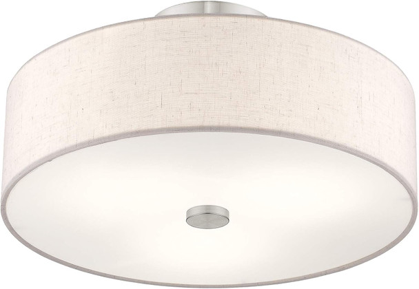 Livex Lighting 52135-91 Meridian 3 Light Brushed Nickel Ceiling Mount