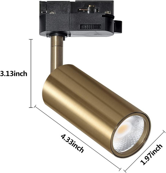 Adjustable Track Lighting Fixture 3 Pack， Brushed Nickel Adjustable Tilt Angle Ceiling Mount Spotlights, 24° Angle For Accent Retail,Kitchen，,7W 4000K Cri 90(Copper Housing 4000K)