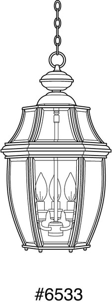 Progress Lighting P6533-31 New Haven Three-Light Hanging Lantern, Stainless Steel , Black