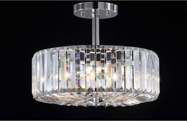 Safavieh Lighting Collection Ariel Art Deco Modern Farmhouse Shabby Chic Chrome 14-Inch Flush Mount Ceiling Light Fixture (Led Bulb Included)