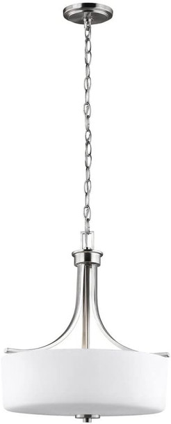 Sea Gull Lighting Generation 6528803-962 Transitional Three Light Pendant From Seagull-Canfield Collection In Pewter, Silver Finish, Brushed Nickel