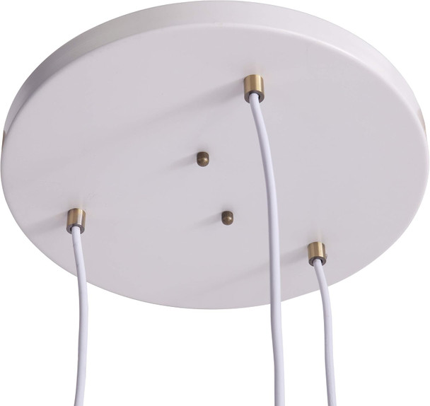 Sei Furniture Renmarco Contemporary 3-Light Cluster Pendant, White/Antique Brass