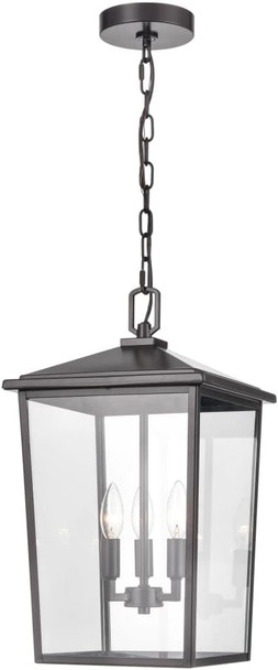 Millennium 2973-Pbk Three Light Outdoor Steel Pendant Lantern, Anti-Rust Powder Coat Black, Wet Rated, Clear Glass Shade, Perfect For Corridors, Gardens, Courtyards, Doorways, Back Yards, Patios