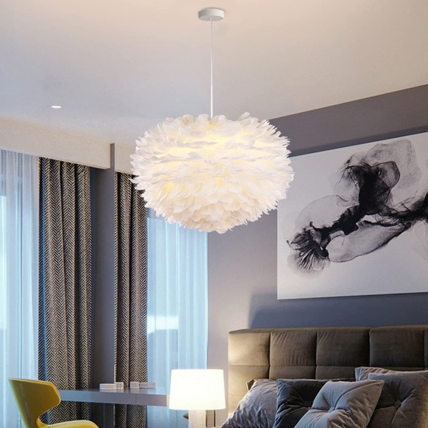 White Feather Chandelier Beautiful Pendant Light For Bedroom,Living Room,Girls Room