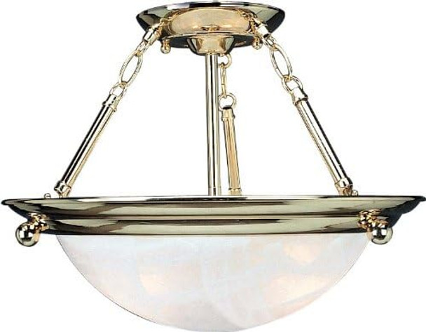 Volume Lighting V6973-2 Lunar 3-Light Pendant Or Semi-Flush Ceiling, Polished Brass