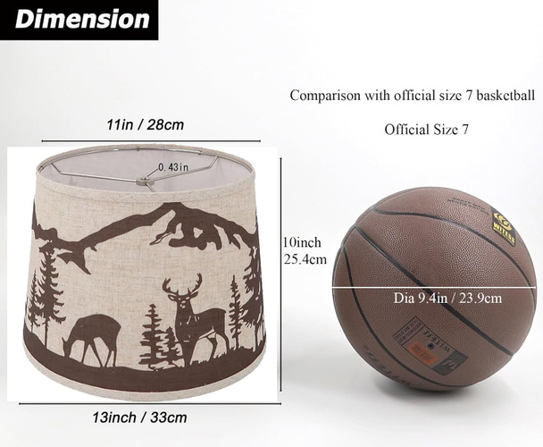 Medium Double Print Lampshade Set Of 2 Easy Assembly Lamps Shade,Natural Linen Lamp Shades,Hand Crafted Lampshades For Table Lamp And Floor Light,Print Lamp Shade 13 Inches 11"X13"X10" (D)