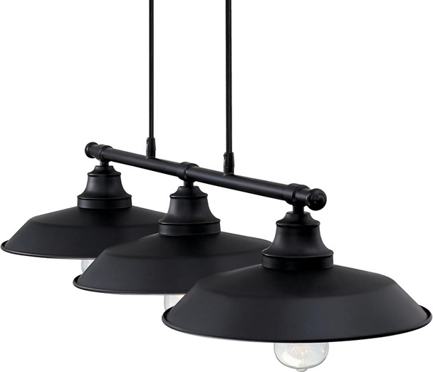 Westinghouse 6129400 Iron Hill Vintage-Style Three Light Indoor Pulley Pendant, Matte Black Finish