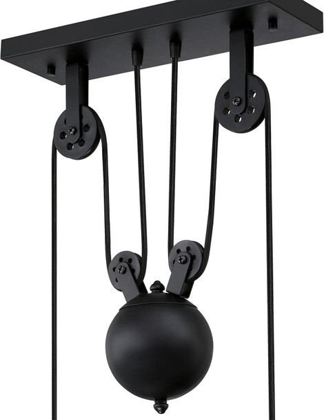 Westinghouse 6129400 Iron Hill Vintage-Style Three Light Indoor Pulley Pendant, Matte Black Finish