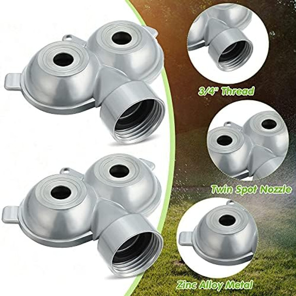 Honoson 4 Pieces Circle Pattern Twin Spot Sprinkler Metal Lawn Garden Rotating Water Spray Sprinkler 360 Degree for Small Lawn  Silver Honoson 4 Pieces Circle Pattern Twin Spot Sprinkler Metal Lawn Garden Rotating Water Spray Sprinkler 360 Degree for Small Lawn  Silver