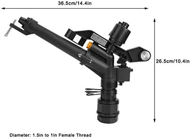 Zerodis Irrigation Sprinkler  1.5in to 1in DN25 Female Thread Adjustable 360 Degree Rotating Rocking Arm Sprinkler Lawn Sprinkler for Farm Irrigation
