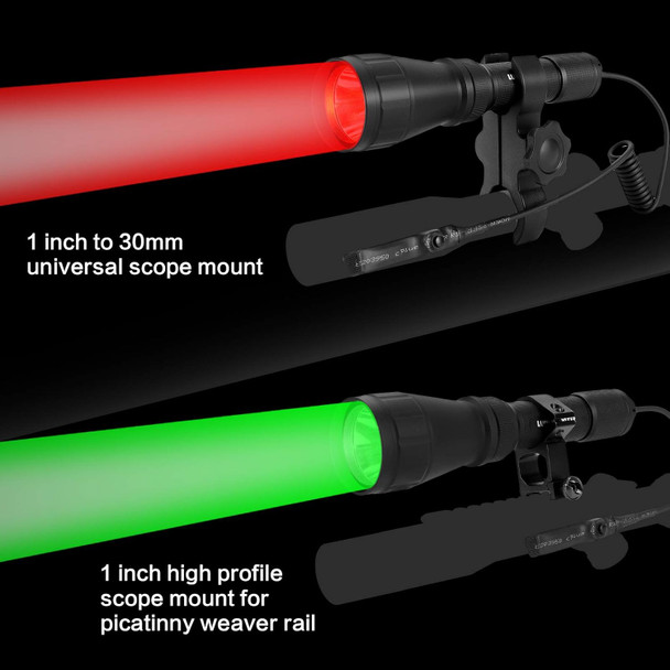 Ls350 Predator Light Kit, Red Green White Amber Hunting Flashlight With Scope Rail Mount, Max. 10 Hours Rechargeable Batteries For Hog Coyote Coon Varmint Rabbit Night Hunting Ls350 Predator Light Kit, Red Green White Amber Hunting Flashlight With Scope Rail Mount, Max. 10 Hours Rechargeable Batteries For Hog Coyote Coon Varmint Rabbit Night Hunting