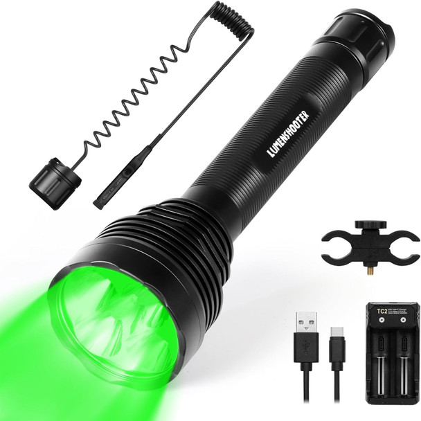 S20G Hunting Light, 2000Lumens Extremely Bright Predator Light Green Flashlight, Green Light For Hunting Deers, Coyotes, Coons, Hogs, Varmints S20G Hunting Light, 2000Lumens Extremely Bright Predator Light Green Flashlight, Green Light For Hunting Deers, Coyotes, Coons, Hogs, Varmints