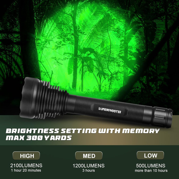 S20G Hunting Light, 2000Lumens Extremely Bright Predator Light Green Flashlight, Green Light For Hunting Deers, Coyotes, Coons, Hogs, Varmints S20G Hunting Light, 2000Lumens Extremely Bright Predator Light Green Flashlight, Green Light For Hunting Deers, Coyotes, Coons, Hogs, Varmints