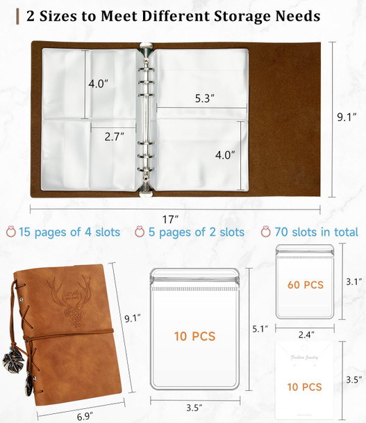 Jewelry Storage Book, PU Leather Travel Jewelry Organizer with Antidrop Pockets, Portable Earrings Travel Album with Transparent Jewelry Storage Book, PU Leather Travel Jewelry Organizer with Antidrop Pockets, Portable Earrings Travel Album with Transparent
