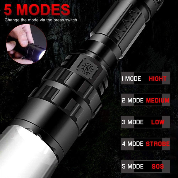 ULTRAFIRE High Lumens Rechargeable Flashlight with Holster, UFB26 and Car Charger Included -1000 Lumens, 5modes, IPX 65 Water-Resistant LED Torch Light for Emergency UF-1102