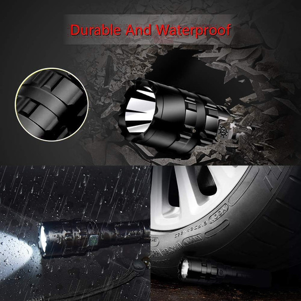ULTRAFIRE High Lumens Rechargeable Flashlight with Holster, UFB26 and Car Charger Included -1000 Lumens, 5modes, IPX 65 Water-Resistant LED Torch Light for Emergency UF-1102