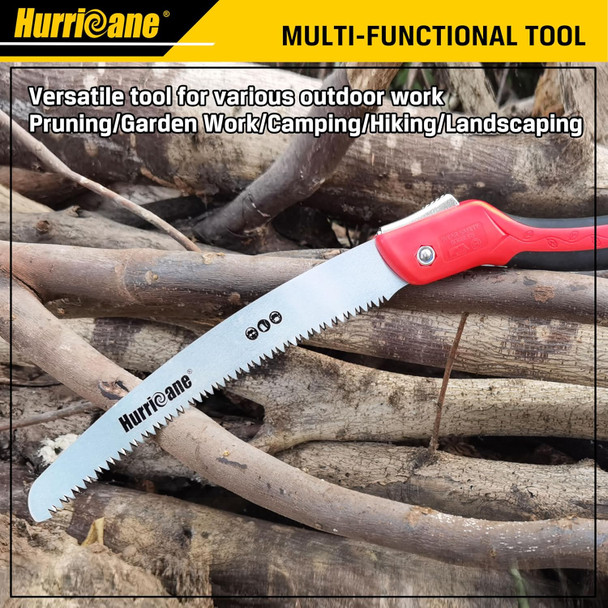 HURRICANE Folding Hand Saw, 10 Inch Pruning Saw, Hand Saw for Wood Cutting, Camping Tree Saw with SK5 Curved Blade, Triple-cut Razor Teeth, Outdoor Portable Saw for Tree Trimming, Gardening, Hiking HURRICANE Folding Hand Saw, 10 Inch Pruning Saw, Hand Saw for Wood Cutting, Camping Tree Saw with SK5 Curved Blade, Triple-cut Razor Teeth, Outdoor Portable Saw for Tree Trimming, Gardening, Hiking