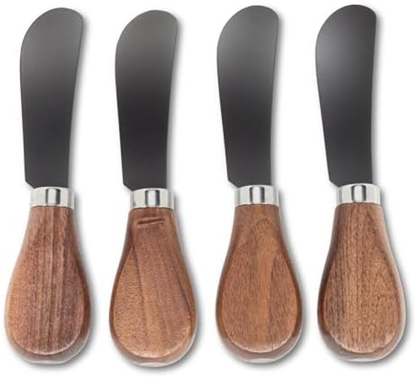Abbott Collection Wood Handled Pate Spreaders. Set Of 4 - Walnut/Stainless Steel (5" L)