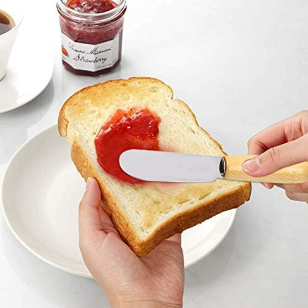 Ackllr 5 Pack Stainless Steel Straight Edge Wide Butter Spreader With Wood Handle Deluxe Sandwich Cream Cheese Condiment Spreader Set Kitchen Tools 4 Inches