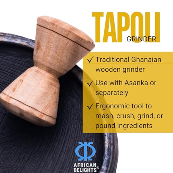 Handmade Tapoli – 5 Inch Large Wooden Grinder Ergonomic Coconut Opener Tool From Ghana