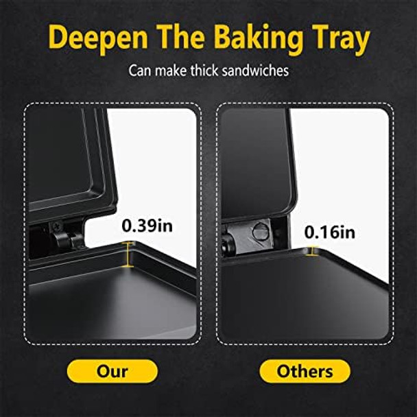 Aigostar Sandwich Maker With Non-Stick Deep Grid Surface And Aigostar 1200W Sandwich Maker With Ceramic Non-Stick Plates 3-In-1 Sandwich Press