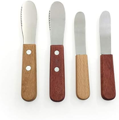 Akoak 4 Pcs Stainless Steel Straight Edge Wide Butter Paver With Wooden Handle Butter Cheese Spatula Sandwich Cream Cheese Seasoning Knife Kitchen Tools Cookware