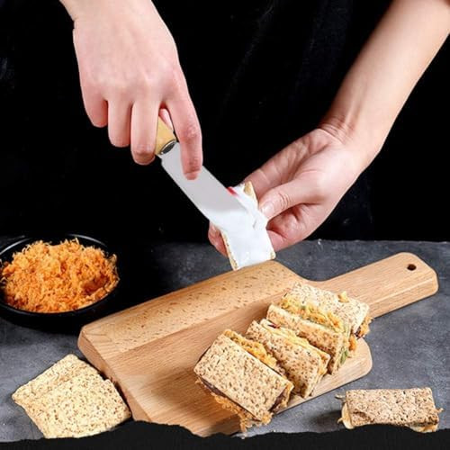 Akoak 4 Pcs Stainless Steel Straight Edge Wide Butter Paver With Wooden Handle Butter Cheese Spatula Sandwich Cream Cheese Seasoning Knife Kitchen Tools Cookware
