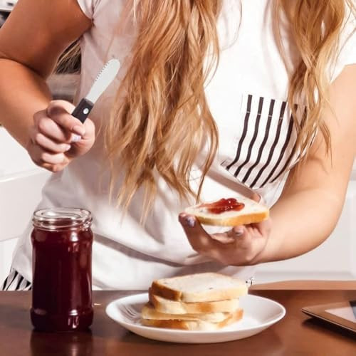 Akoak 4 Pcs Stainless Steel Straight Edge Wide Butter Paver With Wooden Handle Butter Cheese Spatula Sandwich Cream Cheese Seasoning Knife Kitchen Tools Cookware