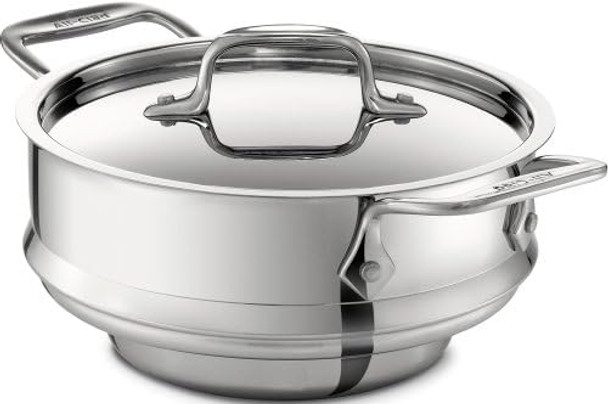 All-Clad Specialty Stainless Steel Universal Steamer For Cooking 3 Quart Food Steamer Steamer Basket Silver
