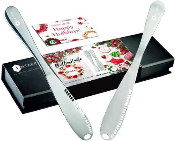 Butter Knife Stainless Steel (Pair)- Multi-Function With Serrated Edge - Shredding Slots-Butter Scooper And Ergonomic Handle (Silver 2) Butter Knife Stainless Steel (Pair)- Multi-Function With Serrated Edge - Shredding Slots-Butter Scooper And Ergonomic Handle (Silver 2)
