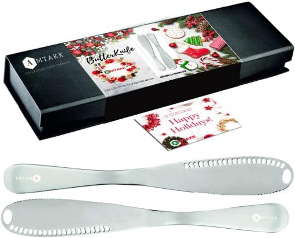 Butter Knife Stainless Steel (Pair)- Multi-Function With Serrated Edge - Shredding Slots-Butter Scooper And Ergonomic Handle (Silver 2) Butter Knife Stainless Steel (Pair)- Multi-Function With Serrated Edge - Shredding Slots-Butter Scooper And Ergonomic Handle (Silver 2)