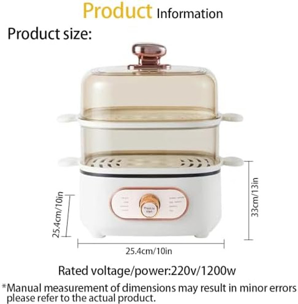 2 In 1 Electric Hot Pot With 10.5L 2-Tier 8 Modes Food Steamers Vegetable Steamers With Boil Dry Protection 1200W White (Stainless Steel Steamer Gasket)