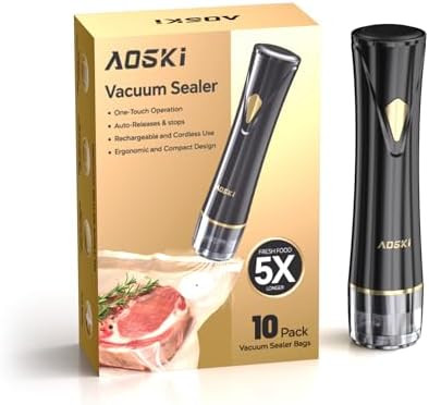 Compact Vacuum Sealer Machine For Food: Powerful Handheld Food Sealer Saver Auto-Stop & Detachable Water Tank With Reusable Portable Vacuum Seal Bags For Kitchen Meat Fruit Nut Airtight Food