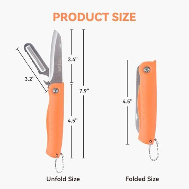 Travel Pocket Paring Knife Fruit Knife Peeling Vegetable Peeler Folding Foldable Multi Function Small Portable Bottle Opener For Kitchen Traveling Camping Outdoor Stainless Steel Plastic 2 Blade