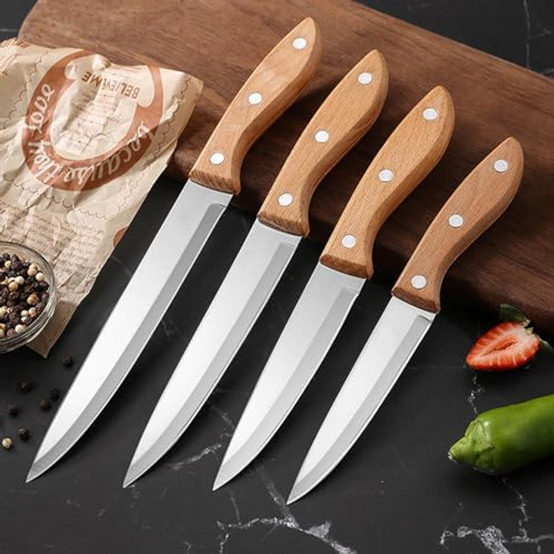 Paring Knife Peeling Fruit Vegetable Cutting Meat Slicing Kitchen Knives Stainless Steel Ultra Sharp Blade Wooden Ergonomic Handle