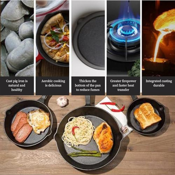 4 Pack Mini Cast Iron Skillet With Double Drip 4''8''6''5.5'' Pre-Seasoned Cast Iron Skillet Set Small Frying Pans For Stove Oven Grill Safe Indoor And Outdoor Use Non-Stick(4Pack)